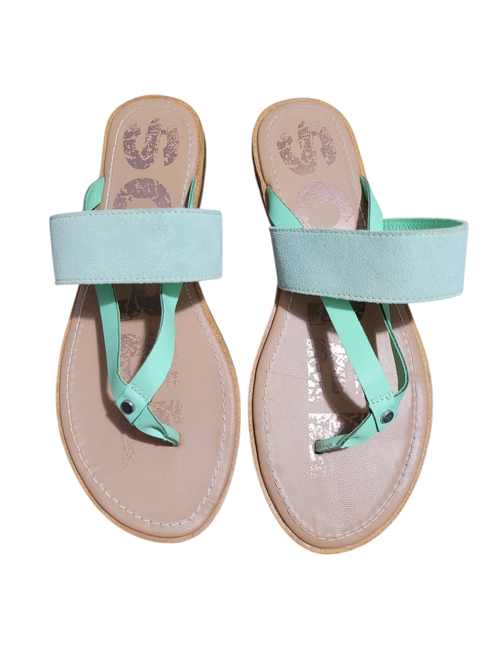 Sorel Mint Green Women’s Slide Sandals with Suede Strap